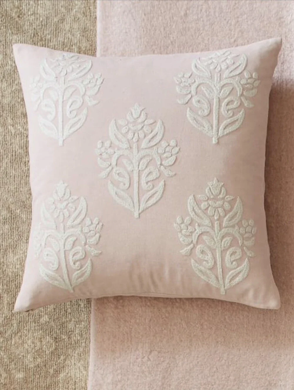 The Pottery Barn Kyla Floral Embroidered Square Pillow Cover 18